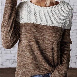 New thermal and crochet knit top